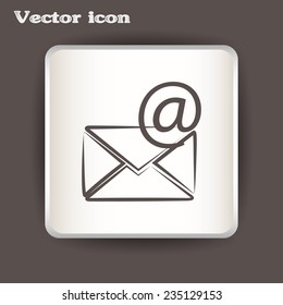 Vector icon Envelope with paper sheet - concept of email