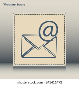 Vector icon Envelope with paper sheet - concept of email