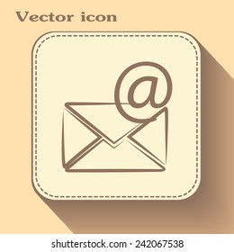 Vector icon Envelope with paper sheet - concept of email