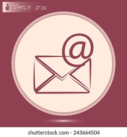 Vector icon Envelope with paper sheet - concept of email