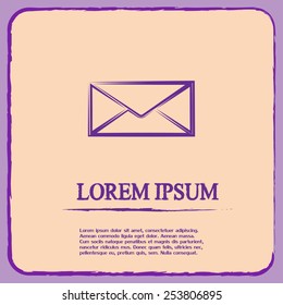 Vector icon Envelope with paper sheet - concept of email