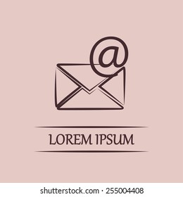 Vector icon Envelope with paper sheet - concept of email