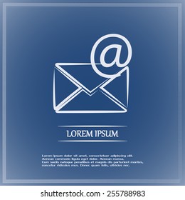 Vector icon Envelope with paper sheet - concept of email