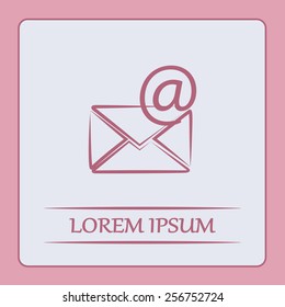 Vector icon Envelope with paper sheet - concept of email
