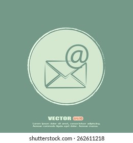 Vector icon Envelope with paper sheet - concept of email