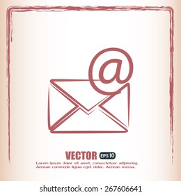 Vector icon Envelope with paper sheet - concept of email