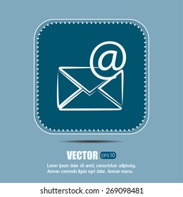 Vector icon Envelope with paper sheet - concept of email