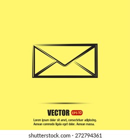 Vector icon Envelope with paper sheet - concept of email