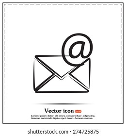 Vector icon Envelope with paper sheet - concept of email
