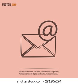 Vector icon Envelope with paper sheet - concept of email