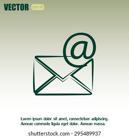 Vector icon Envelope with paper sheet - concept of email