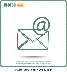 Vector icon Envelope with paper sheet - concept of email