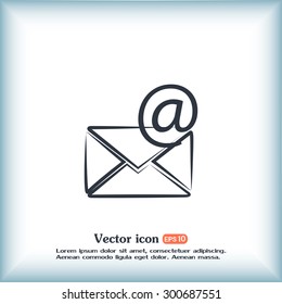 Vector icon Envelope with paper sheet - concept of email