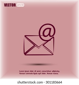 Vector icon Envelope with paper sheet - concept of email