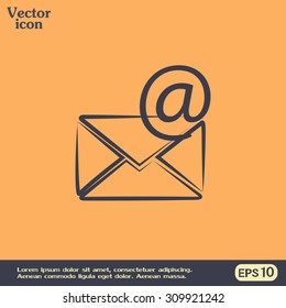 Vector icon Envelope with paper sheet - concept of email
