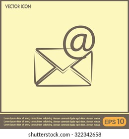Vector icon Envelope with paper sheet - concept of email