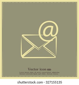 Vector icon Envelope with paper sheet - concept of email