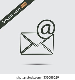 Vector icon Envelope with paper sheet - concept of email