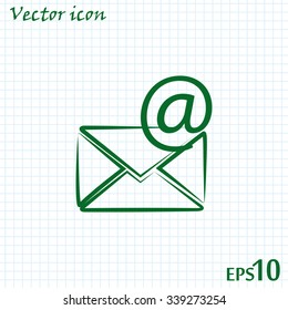Vector icon Envelope with paper sheet - concept of email