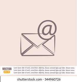 Vector icon Envelope with paper sheet - concept of email