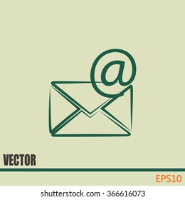 Vector icon Envelope with paper sheet - concept of email