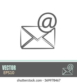 Vector icon Envelope with paper sheet - concept of email