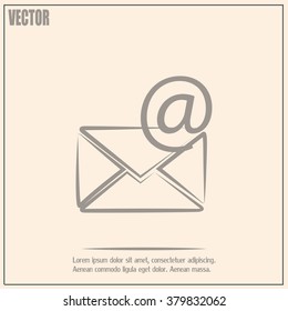 Vector icon Envelope with paper sheet - concept of email