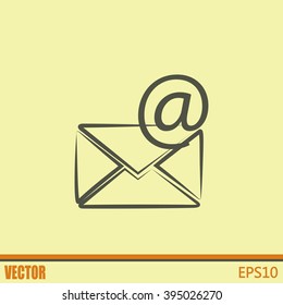 Vector icon Envelope with paper sheet - concept of email