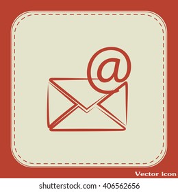 Vector icon Envelope with paper sheet - concept of email