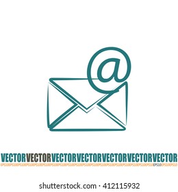 Vector icon Envelope with paper sheet - concept of email
