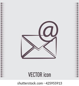 Vector icon Envelope with paper sheet - concept of email