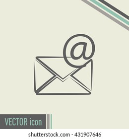 Vector icon Envelope with paper sheet - concept of email