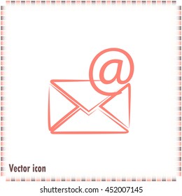 Vector icon Envelope with paper sheet - concept of email