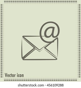 Vector icon Envelope with paper sheet - concept of email