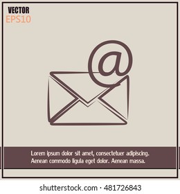 Vector icon Envelope with paper sheet - concept of email