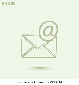 Vector icon Envelope with paper sheet - concept of email