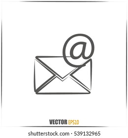 Vector icon Envelope with paper sheet - concept of email