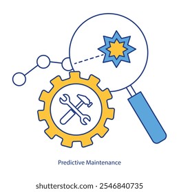 Icono de Vector para análisis de equipos. Llave inglesa con visualización de datos para monitoreo predictivo.