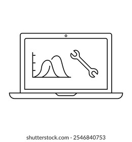 Icono de Vector para análisis de cuidado de equipos. Llave inglesa emparejada con un gráfico de datos para un mantenimiento más inteligente.