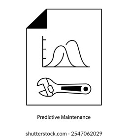 Vector icon for Equipment Failure Prevention. Wrench and graph icon for proactive strategies.