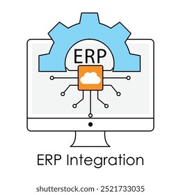 Ícone de vetor para o símbolo de Integração do ERP com recursos da empresa.