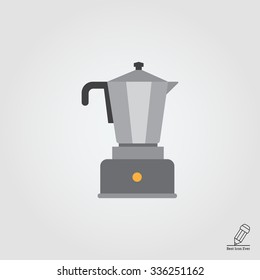 Vector icon of espresso coffee maker with metal jar