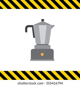 Vector icon of espresso coffee maker with metal jar