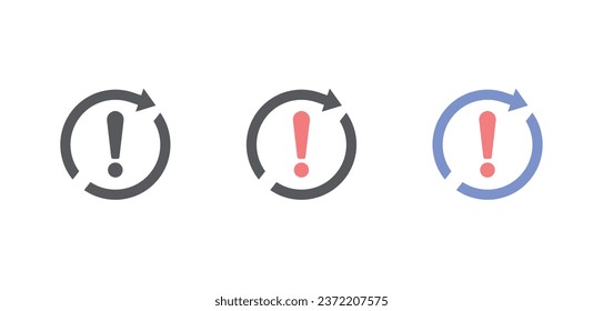 Vector icon of exception. Error exception vector line icon isolated on white background in three different styles.