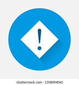 Vector icon exclamation mark in a diamond. Punctuation mark symbol on a blue background a flat image with a long shadow. Layers grouped for easy editing illustration. For your design