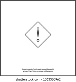 Vector icon exclamation mark in a diamond. Punctuation mark symbol on white isolated background. Layers grouped for easy editing illustration. For your design