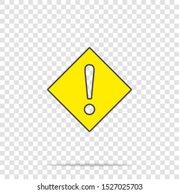 Vector icon exclamation mark in a diamond. Punctuation mark symbol on transparent background.