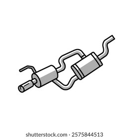 Vector icon of Exhaust system repair with muffler and pipes on a white background