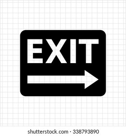 Vector icon of exit sign with arrow to the right side