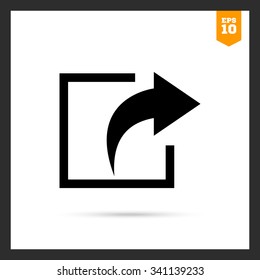 Vector icon of exit sign with arrow directed out of square
